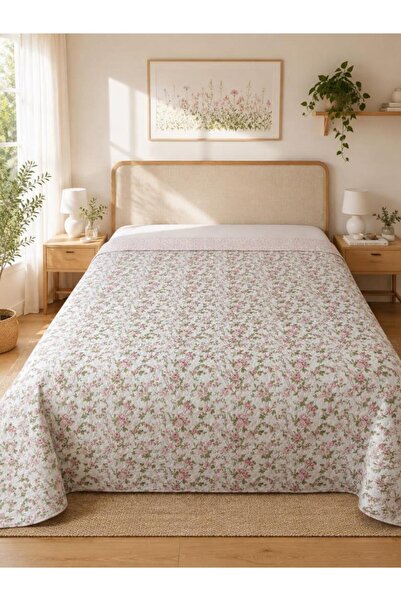 Çeyiz Diyarı Güliz Çift Taraflı Çift Kişilik Kırlentsiz Tek Pike 200x220 cm Pudra