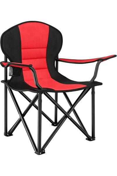 SONGMICS Folding Camping Chair, with Comfortable Sponge Seat, Cup Holder, Hea...