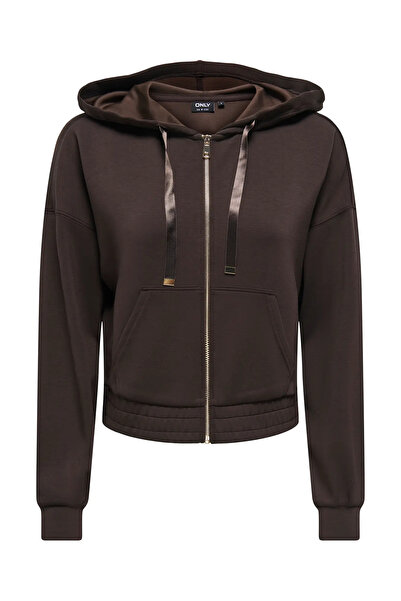 ONLY Women's Onlmyra Hooded Zippered Sweatshirt 15380272 Brown