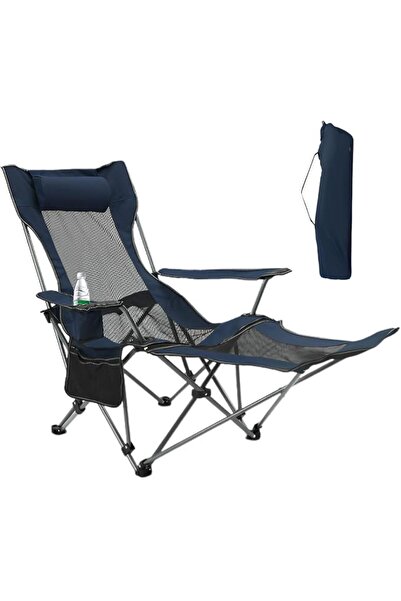 VAODO 2-in-1 Folding Camping Chair, Portable Mesh Beach Chair with Headrest, ...