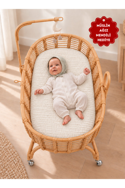 ZEYPBA 4 Katlı Premium Müslin Bebek Beşik Çarşafı – %100 Pamuk Dokunuş