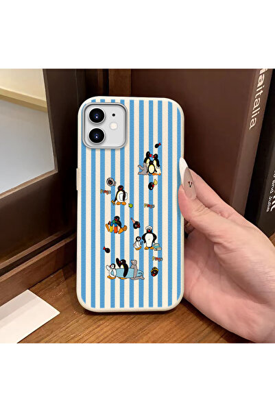 ucuc iPhone 11 Uyumlu Beyaz Deri Dokulu Silikon Kamerayı Korur Şok Emici Ping...