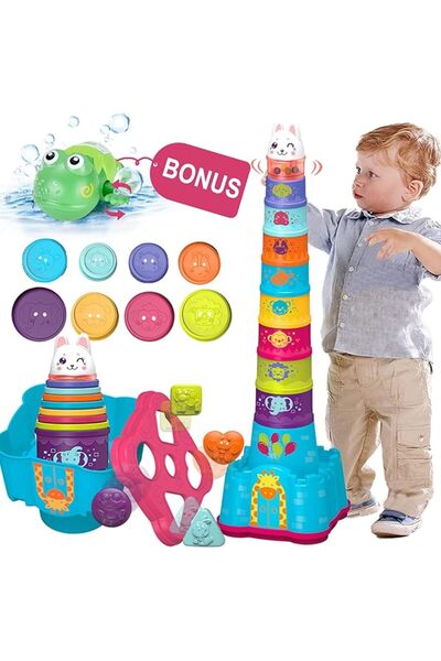 GENERAL LTKFFFdp Baby Stacking Toys for Toddlers 1-3, Nesting Cups Shape Sort...