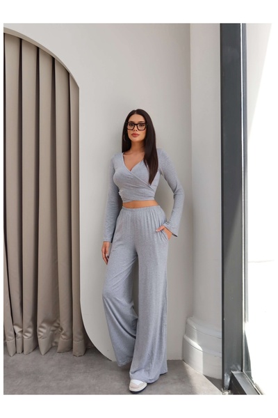 ESRAHELVACI Çapraz Bağlamalı Bluz Pantolon Takım
