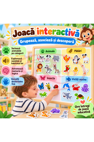 RCO Set magneti educativi lumea animalelor din spuma EVA, 30 piese magnetice colorate, PJ1001