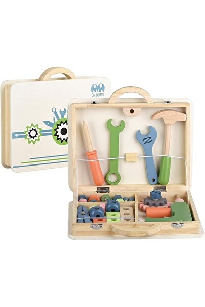 NALACAL 43 Pcs Wooden Tool Box Building Tools Set, Pretend Play Construction ...