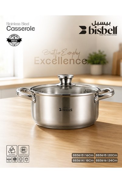 Bisbell Stainless Steel Cooking Pot with Lid | Induction & All Cooktops,16Cm,BB3613