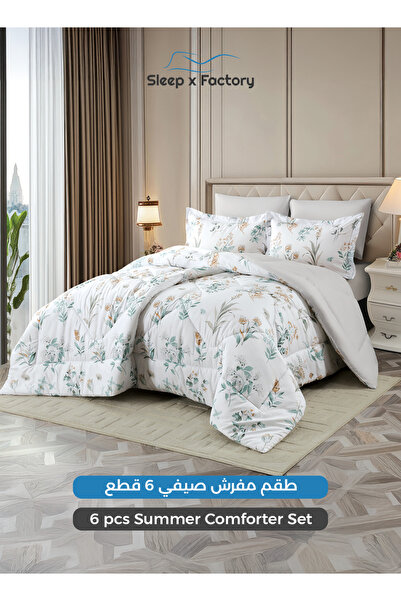 Sleep x Factory طقم لحاف من الألياف الدقيقة قابل للعكس مكون من 6 قطع 200×200 ...