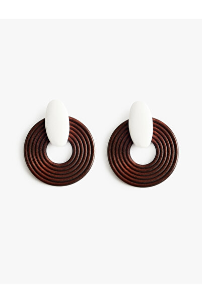 Koton Large Geometric Wooden Earrings - X Melis Ağazat