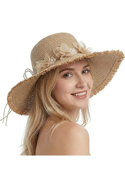 SYOSI Wide Brim Sun Hat for Women with UPF 50+ UV Protection Large Straw Beac...