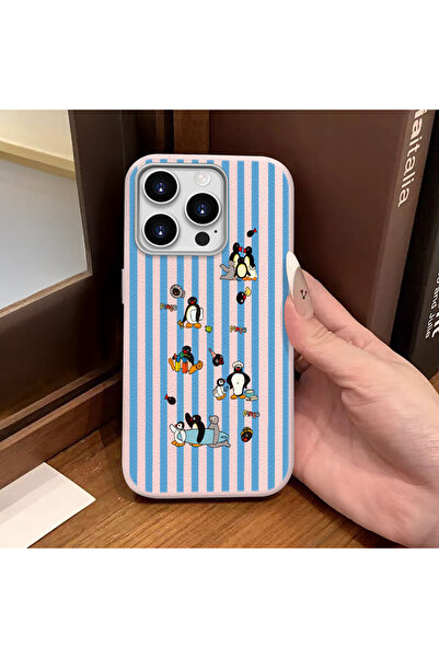ucuc iPhone 14 Pro Uyumlu Pembe Deri Dokulu Silikon Kamerayı Korur Şok Emici ...