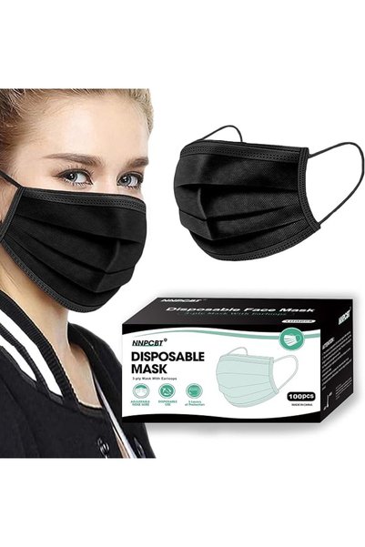 NNPCBT Generic 100PCS 3 ply black disposable face shield filter protection