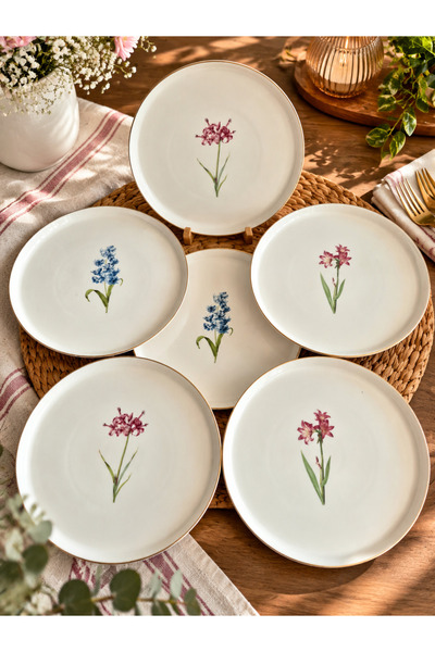 CASA DE BELLA 6-People Gold Gilded Flowered Serving Plate 26cm