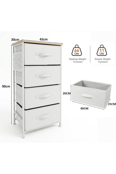 sharpdo 4-Tier Fabric Storage Cabinet, 45 x 30 x 90 cm, Freestanding Dresser with 4 Drawers, Side Open Storage Shelves, Sturdy Metal Frame, Space-Saving Organizer for Bedroom, Closet, Living Room
