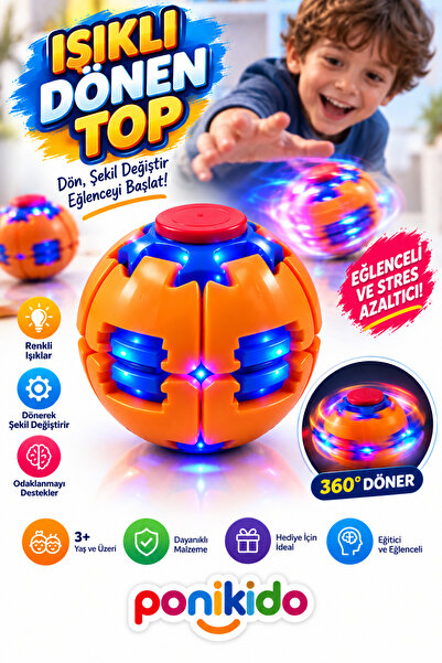PONİKİDO LED Işıklı Bas Döndür Stres Topu – Mekanizmalı Fidget Spinner Spinba...