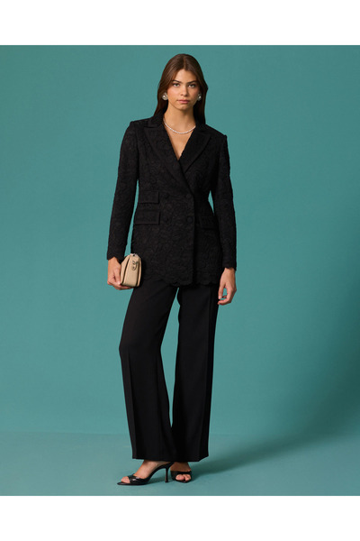 SCL Dantel Detaylı Kruvaze Blazer Ceket