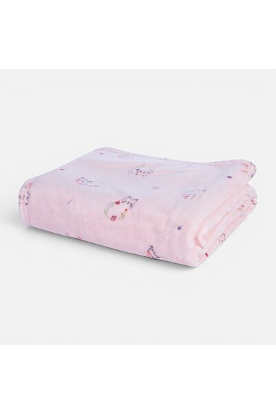 Nef Nef Homeware Κουβέρτα φλις με ροζ γάτες 110x150