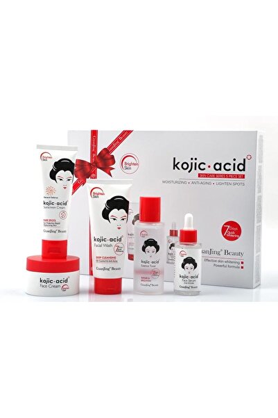KOJIC ACID GUANJING Care Kit (Wash-Toner-Serum-Cream-Sunscreen Cream)