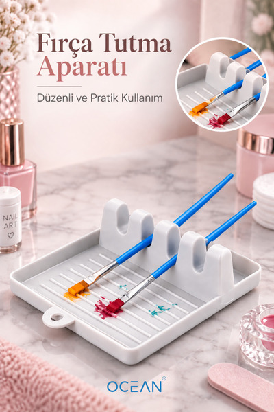 Ocean Fırça Tutma Aparatı, Nail Art Fırça Standı ve Düzenleme Tepsisi