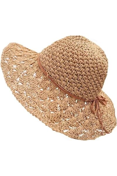 EXCEFORE Women's Foldable Straw Hat, Foldable Wide Brim Floppy Beach Hats, Ad...