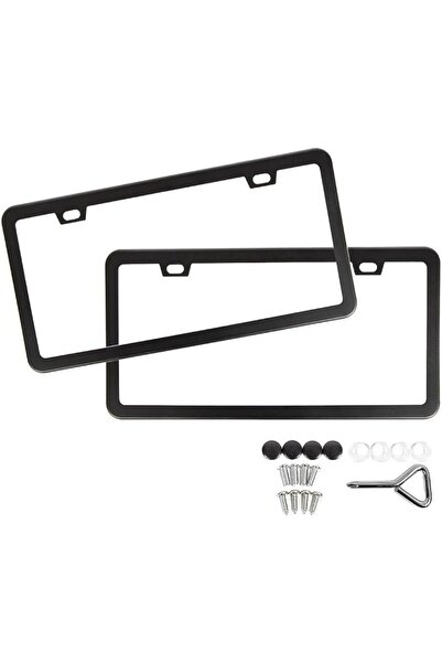 SYOSI 2 Pack Universal Black License Plate Frames, Slim Aluminum Holder with ...