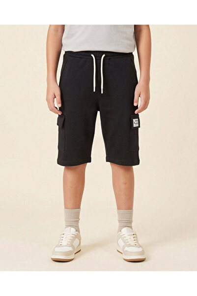 REDTAG Senior Boys Black Cargo Shorts