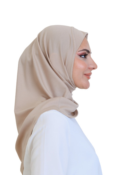 Modish Group Ready-To-Wear Headscarf Practical Snap-On Women's Daily Shawl Lightweight Wrinkle-Resistant Mink