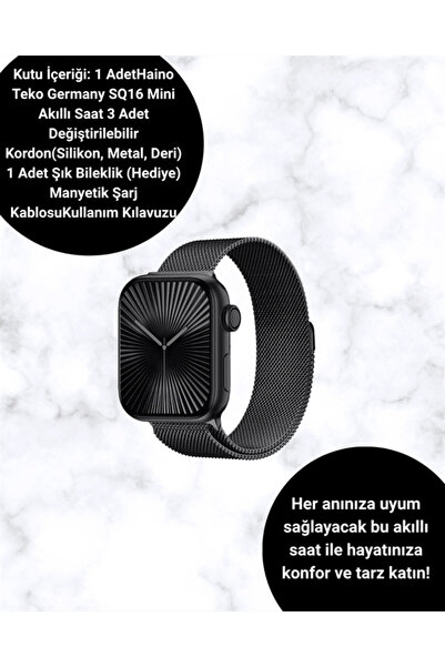 Epilons Mini Series 10 Akıllı Saat | 3 Kordon + Bileklik Hediyeli, Tüm Telefonlarla Uyumlu