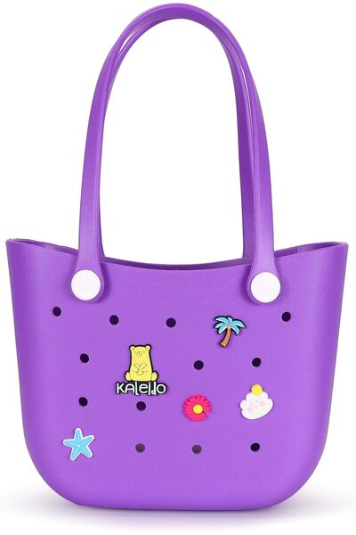 VELMORE Kaliedo 35×11×26cm EVA Rubber Beach Tote Bag with 5 Summer Charms | W...