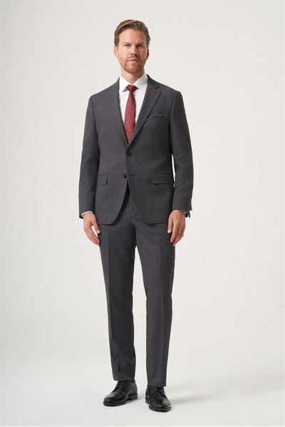 İmza Dark Smoked Mono Collar 6 Drop Comfort Fit Full Lining Flexible Suit 100...