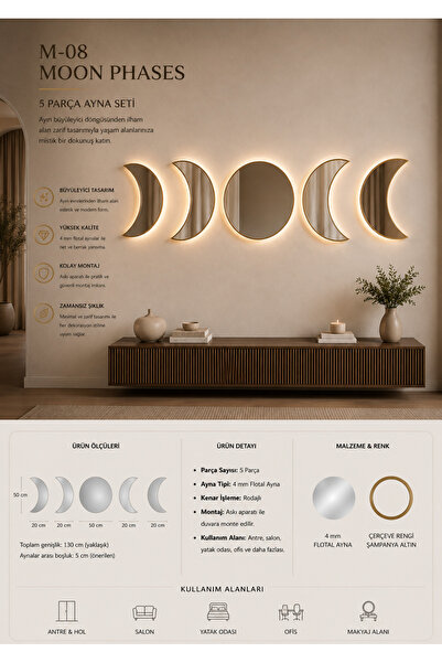 MOON LEDLİ AYNA SETİ