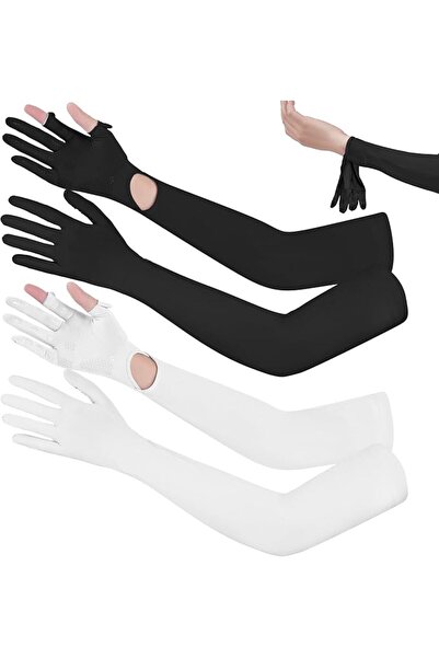 AZONEE UV Sun Protection Gloves, 2 Pairs, Red, L, ARM_SLEEVE, Female, Sun Pro...