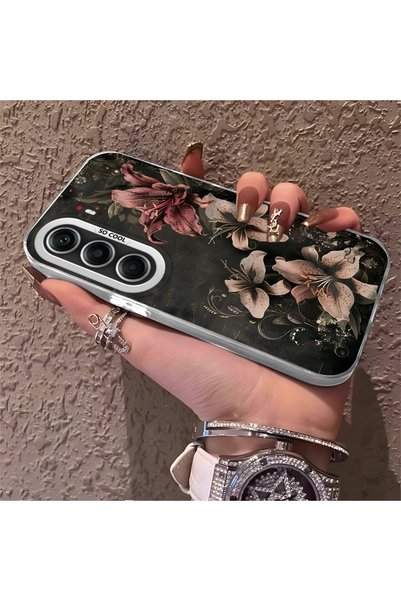 SLIMFELT Tecno Camon 40 Pro 5G Uyumlu Retro Zambak Çiçek Baskılı Kılıf, Şık R...