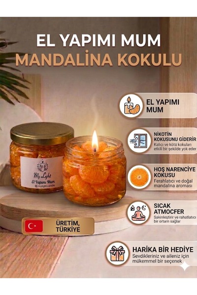 Mandalina Aromalı El Yapımı Mum