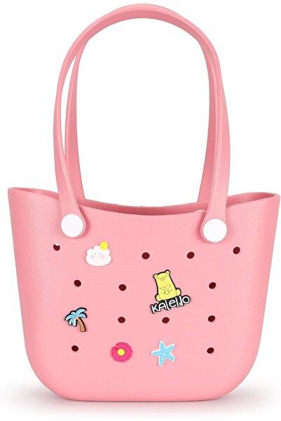 VELMORE Kaliedo 35×11×26cm EVA Rubber Beach Tote Bag with 5 Summer Charms | W...
