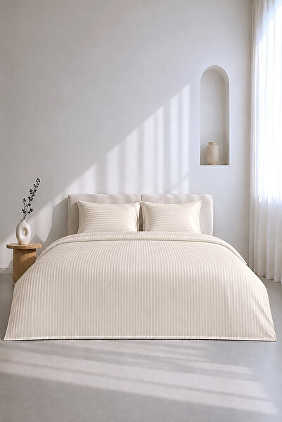 Otello Bedding Set, Striped Satin – Striped Pearl - King Size