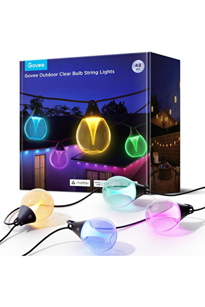 Goove Govee Outdoor Clear Bulb String Lights 15 m Akıllı Dış Mekân Aydınlatma...