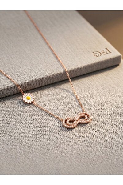 Papatya Silver 925 Ayar Gümüş Taşlı Sonsuzluk Kolye Çeşitleri.rose.gold.rodaj Renk Seçeneği