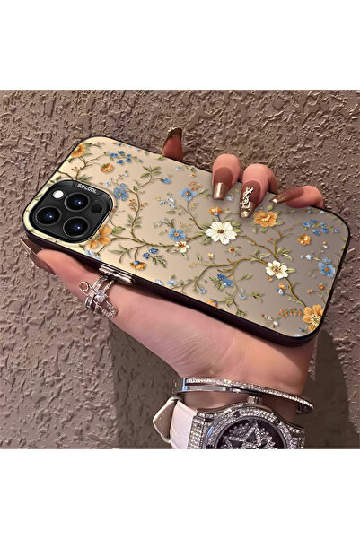 SLIMFELT iPhone 12 Pro Max Uyumlu Kır Sarmaşık Çiçek Baskılı Kılıf,Çarpmalara...