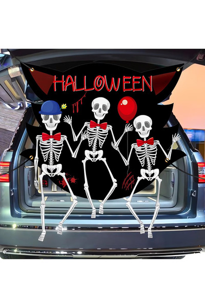 GGEROU Halloween Themed Car Decorations Skeleton Backdrop Banner Car Archway Garage Door Decorations Haunted House Banner for Halloween Party Home Decor