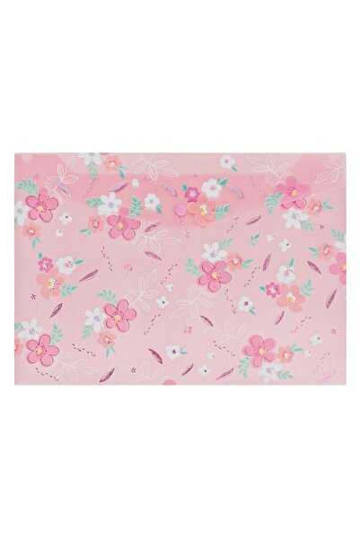 OEM Dosar cu închidere, cu sclipici floral roz, 33x23.6cm