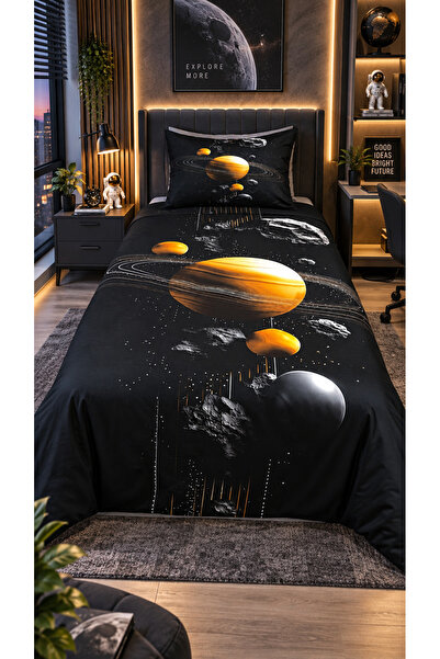 AYBERK HOME TEXTİLE Planet 5D Digital Printed Cotton Single Duvet Cover Set 4...