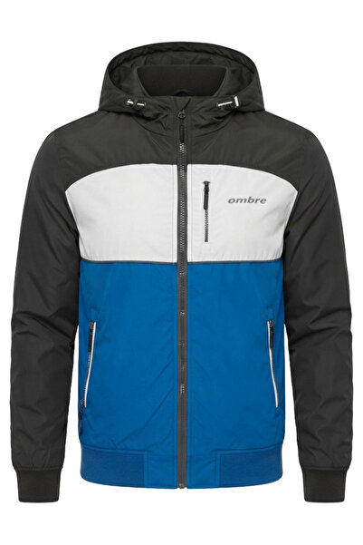 OMBRE Pánska nepremokavá bunda, regular fit s polar podšívkou C588, tmavomodr...