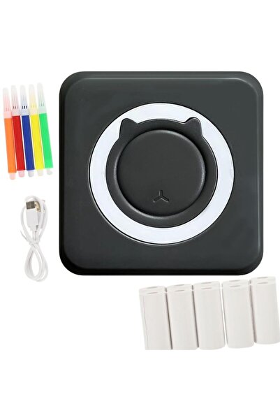 OEM Imprimanta Termica Portabila MACVI, Bluetooth, Negru, 1200 mAh, Set 10 Ro...
