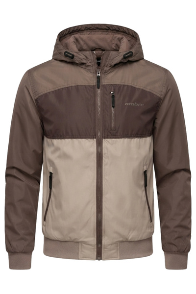 OMBRE Herren-Sturmjacke, reguläre Passform mit Polarfutter C588 Beige/Dunkelb...