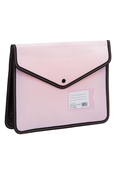 OEM Dosar cu clapetă, roz nude, cu margini negre, 33x7x25cm