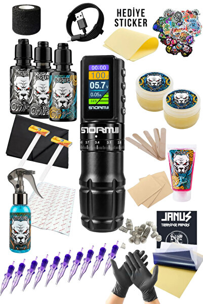 Tattoo STORM 2 Black Kablosuz 7 Stroke Değişebilir Dövme Makinesi Seti - Prem...