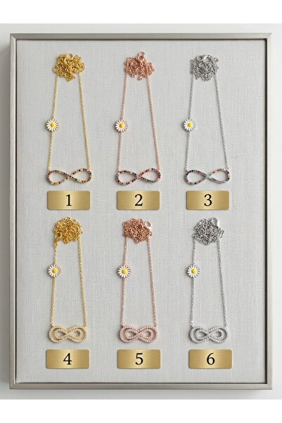 Papatya Silver 925 Ayar Gümüş Taşlı Sonsuzluk Kolye Çeşitleri.rose.gold.rodaj Renk Seçeneği
