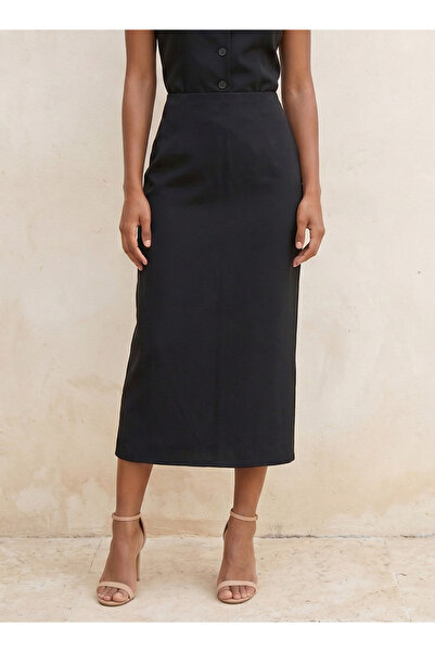 FAV Smart Midi Length Column Skirt with Slit Detail