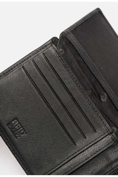 Pierre Cardin , Portofel de piele cu buzunar pentru monede, Negru
